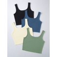 thumbnail image 2 of 4 piezas de cuello redondo sin mangas de punto acanalado para mujer Negro Azul Apricot Green M Negro Azul Apricot Green M Xishao ropa, 2 of 2