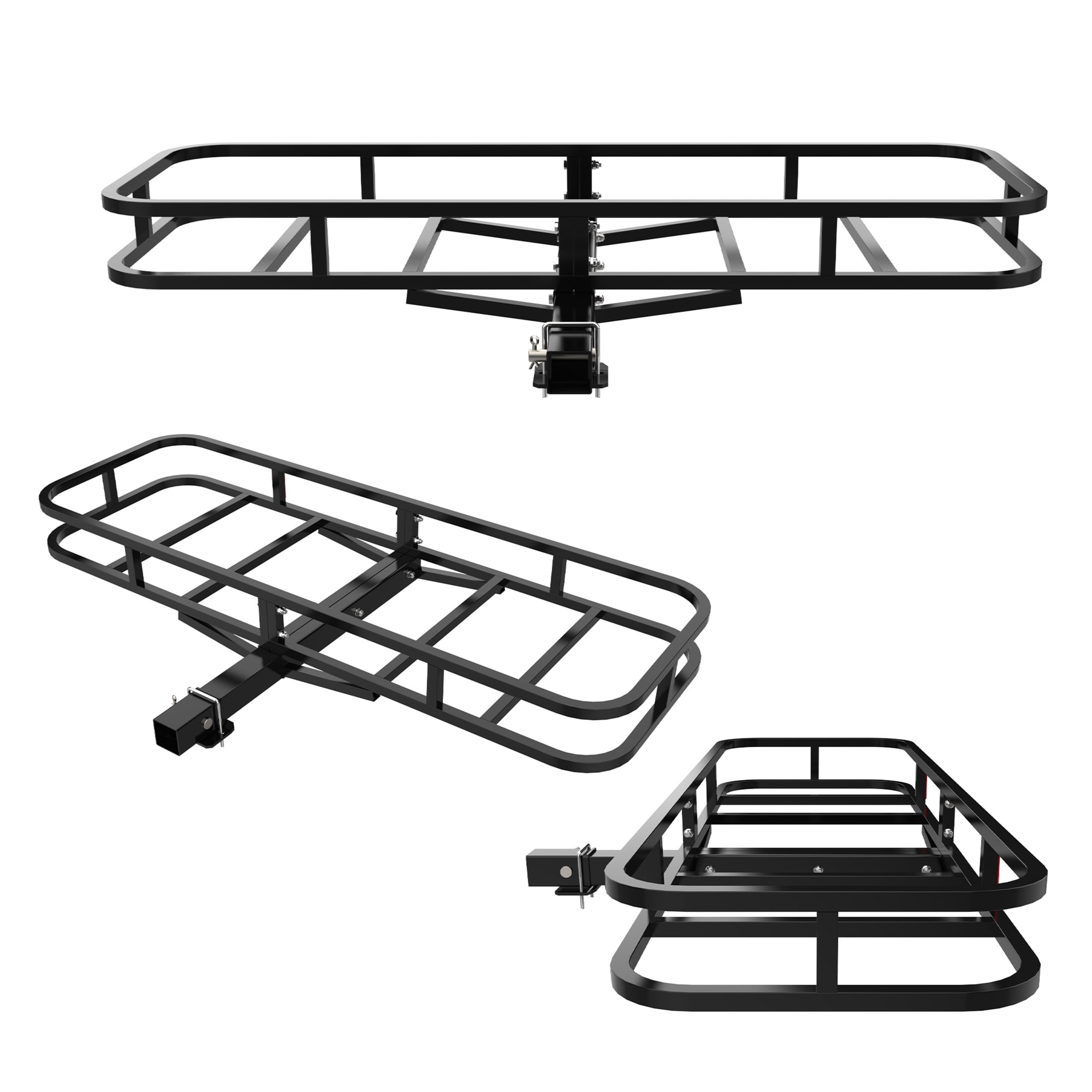 Noble House 51" Heavy-Duty Alloy Steel Cargo Basket with Safety Reflectors, 500 lbs Capacity, Powder-Coated, Black