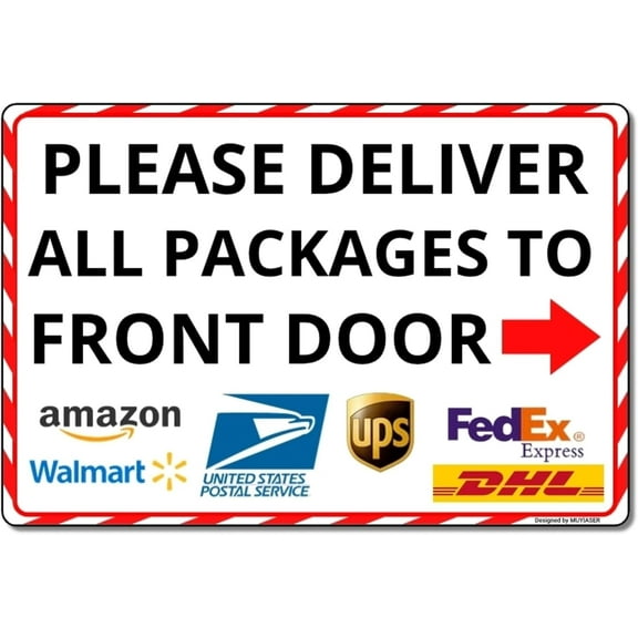 Please Deliver All Packages to Front Door Right Arrow Delivery Sign Aluminum Composite Outdoor Sign Indoor Delivery Sign 8x12 Inches