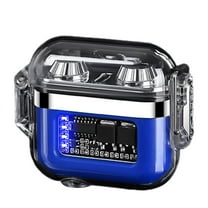 Uutvmp Outdoor Electric Lighter Waterproof Tape with LED Lights, Dual Flame Lighter with Transparent Shell, Rechargeable Pulse Ignition Lighter with Hanging Rope