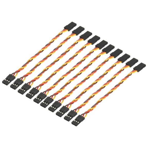 10pcs 3-Pin Servo Extension Cable Cord Connector Twist Wire Male to Male 3.94inch 26AWG 30-Cores Servo Receiver Wire
