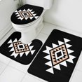 thumbnail image 3 of Black White Beige Boho Bath Mat 3 Piece Bathroom Rug Set, Western Geometric Aesthetic Non Slip Bath Rug Contour Mat and Toilet Lid Cover, Absorbent Shower Mats Soft Bath Rugs and Mats Sets, 3 of 8
