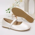 thumbnail image 5 of Rexoro Girls Mary Jane Shoes Shiny Patent Hook and Loop Ballet Flats with Flower Cutouts for Little/Big Kids School Party Dress Wear, 5 of 5