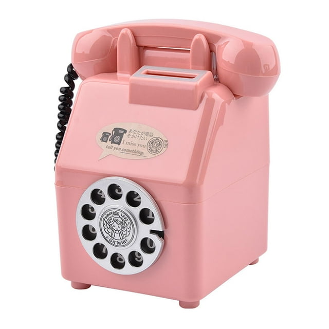 Adorno de alcancía para teléfono, escultura decorativa de dibujos animados, caja para ahorrar dinero Rosa