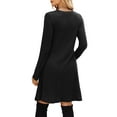 thumbnail image 7 of Women Rib-Knit Sweater Dress for Spring & Autumn - Round Neck, A-Line Midi Umbrella Skirt, Regular Sleeves, Black, S-3XL, 7 of 7