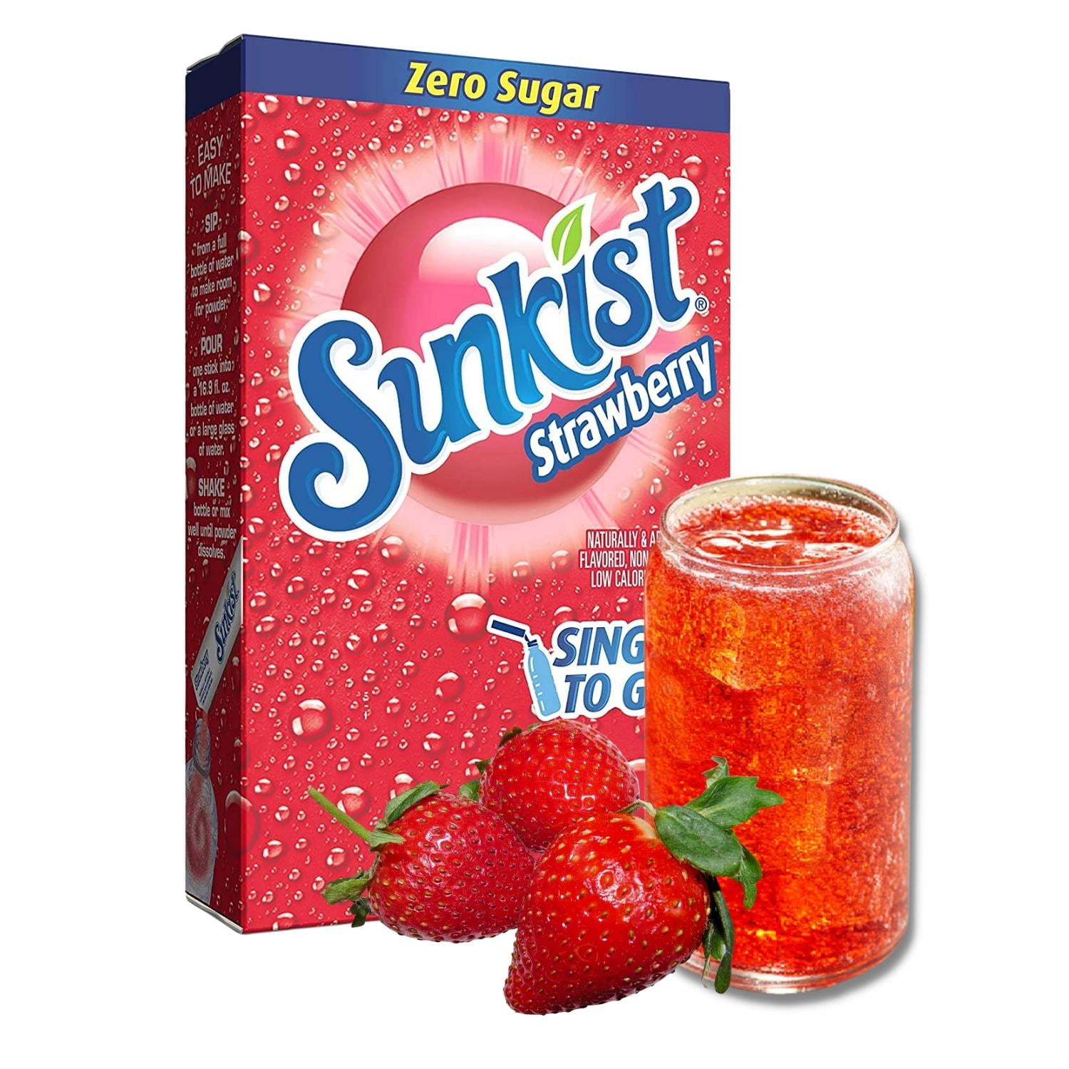 Sunkist Soda Singles To Go Drink Mix, Strawberry, 12 Boxes with 6 Packets Each - 72 Total Servings, Non-Carbonated and Sugar-Free