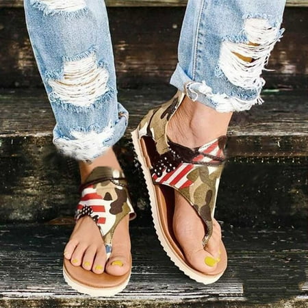 

Hvyes Flat Sandals for Women Roman Sandals Gladiator Summer Beach Dressy Sandals Ankle Slippers Woven Straps Shoes Flip Flop Thong Size 4.5