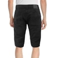 thumbnail image 2 of Men's Slim Cotton Blend Denim Ripped Distressed Tapered Black Jean Shorts (FS16-1401, 34), 2 of 3