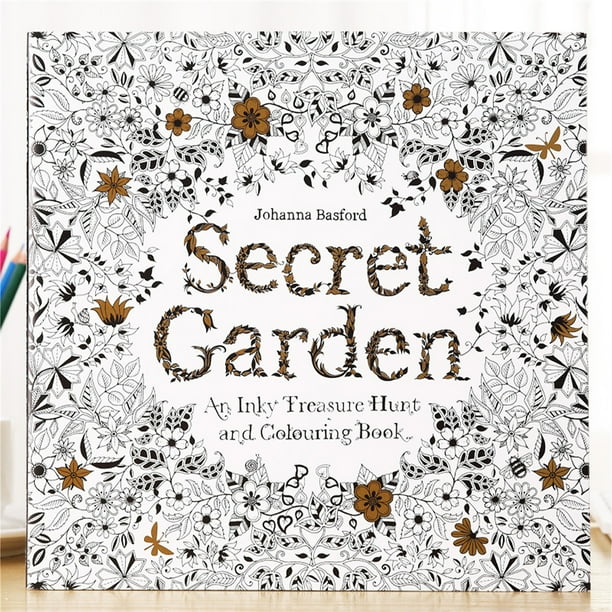 Libro para colorear de jardín secreto, 96 páginas, libro de dibujo DIY, antiestrés para niños y adultos