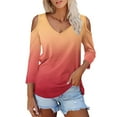 thumbnail image 2 of WZXFASHION Hauts pour Femmes à Manches 3/4 2025 Printemps Col Décontracté Tunique Imprimée T-Shirts à Manches Trois Quarts Hauts pour Femmes à 50 % de Rabais Liquidation T-shirt à Manches Longues pour Femme, 2 of 7