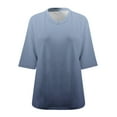 thumbnail image 5 of Gnshining Plus Size Shirts for Women Summer 3/4 Sleeve Pullovers Shirts Loose V-Neck Tunic Tops Solid Color Gradient Tees Sweatshirts, 5 of 5