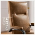 thumbnail image 2 of Solfway Brown Leather Office Chair with Wheels, Memory Foam Height Adjustable Computer Deak Chair, Rolling Swivel Executive Chair for Home Office, 2 of 7