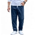 thumbnail image 2 of IhhxPro Men's Cotton Relaxed Fit Jeans with Elastic Waist and Pockets Comfort Stretch Denim Casual Everyday Straight Leg Work Trousers 36-46, 2 of 7