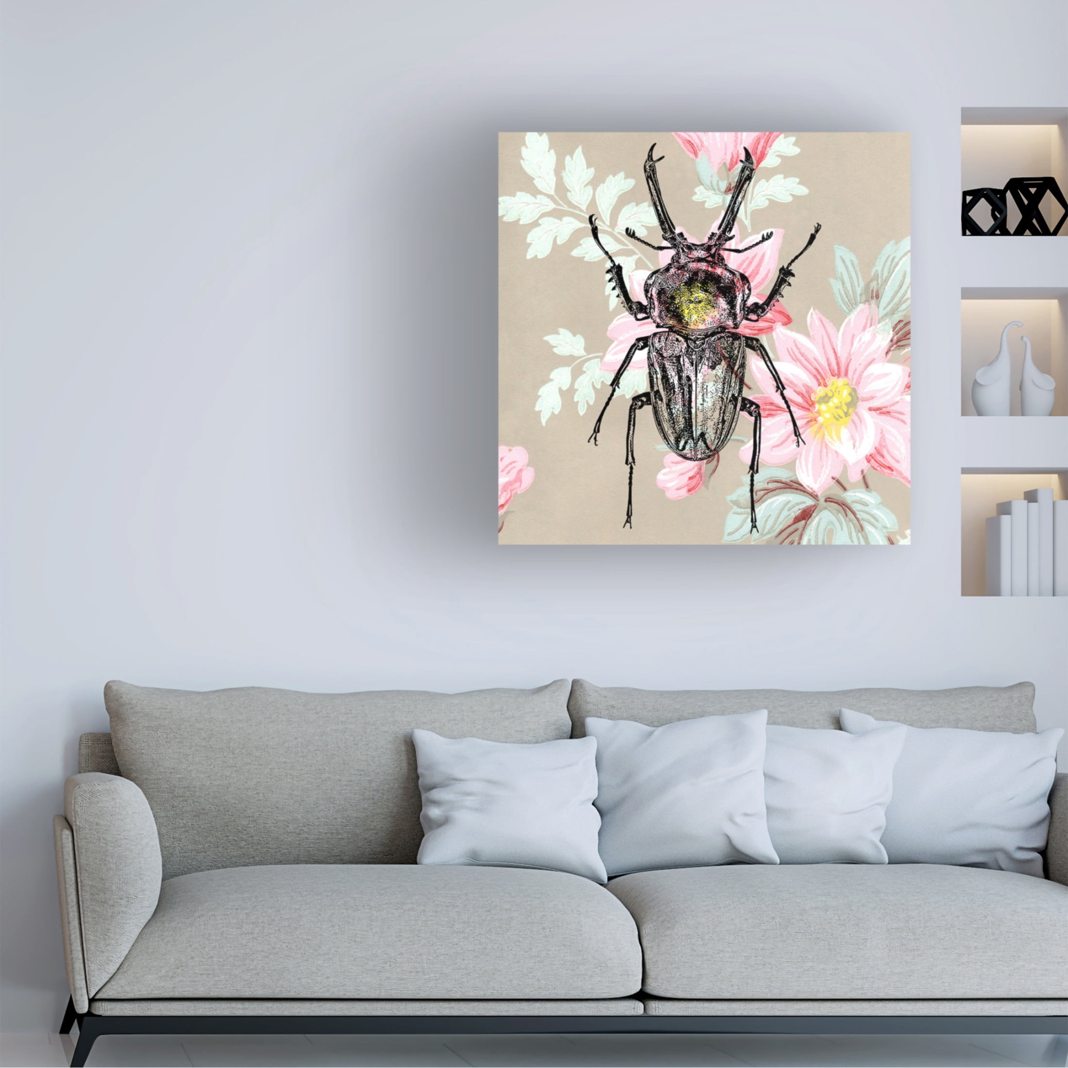 Canvas Wall Art - Dean Russo- Exclusive 'Beetle Wallpaper Square' Wall Art for Living Room, Bedroom, or Office Décor by Trademark Fine Art - 18 x 18 Inches