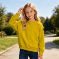 thumbnail image 2 of Likimi Toddler Kids Girls Sweatshirts Solid Color Crew Neck Sweatshirt For Girls Long Sleeve Spring Autumn Soft Pullover Size 6-7 Years, 2 of 4