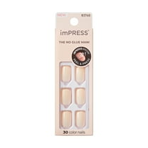 KISS imPRESS No Glue Needed Press On Nails, Color, Point Pink, Pink, Short Squoval, 30 Count