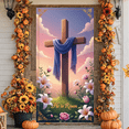 thumbnail image 6 of Religious Theme Resurrection Banner Easter Easter Display Floral Decoration Cross Design Risen Backdrop for Easter Celebration Church Event Religious Gathering, 6 of 9