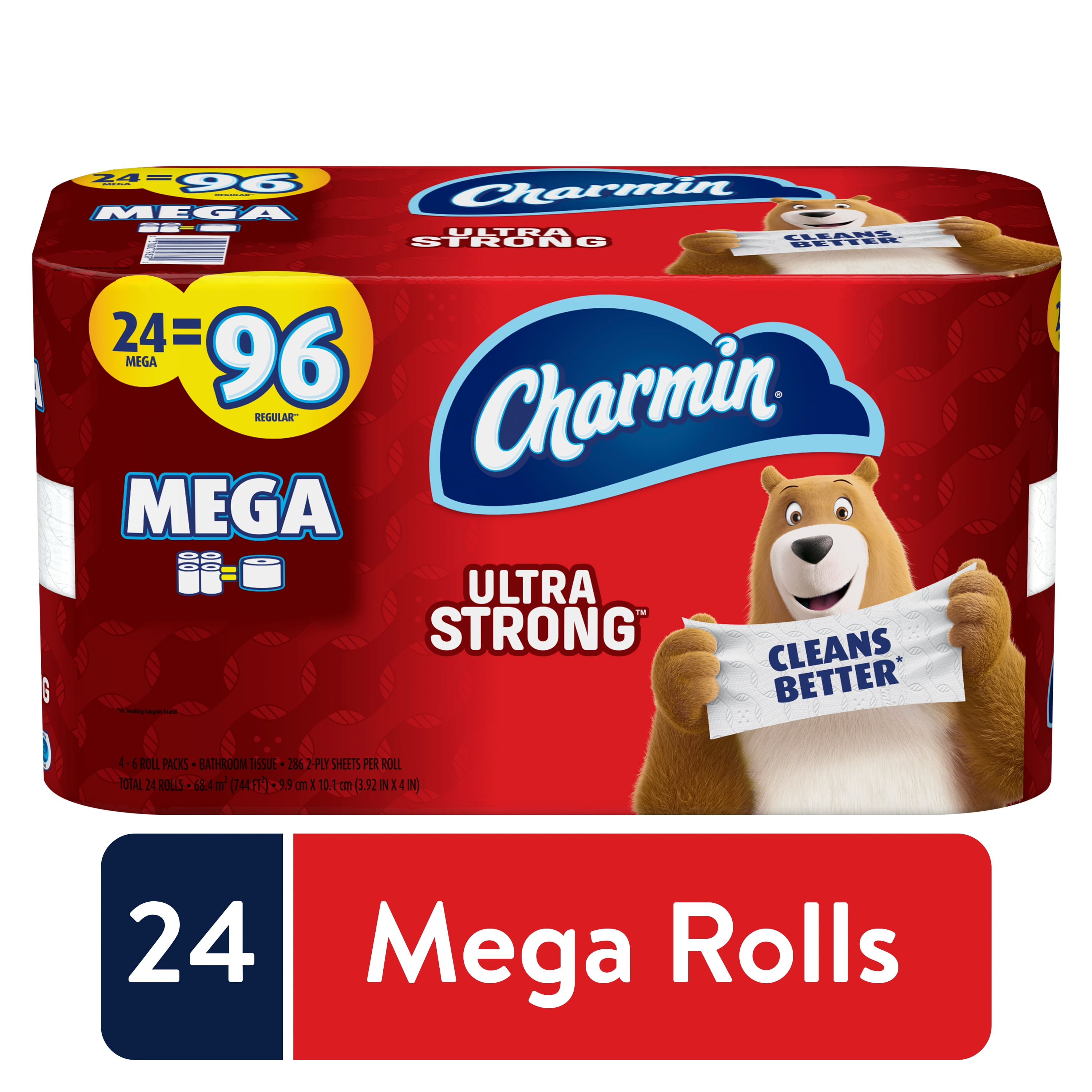 Charmin Ultra Strong Toilet Paper, 24 Mega Rolls, 6864 Sheets Walmart