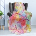 thumbnail image 4 of Abstract Soft Flannel Fleece Blanket, Colorful Coming of the Spring Season Arrangement with Flourishing Foliage Leaves, Cozy Plush for Indoor and Outdoor Use, 70" x 90", Multicolor, by Ambesonne, 4 of 5