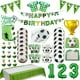 thumbnail image 4 of Decoraciones de cumpleaños de fútbol para niños, suministros de decoración de fiesta de fútbol, vajilla, platos, tazas, mantel de globo, pancarta de fondo, 4 of 5
