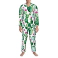 thumbnail image 3 of Salouo Cactus Plants Print Button-Front Long Sleeve Pajama Set for Men, Soft 2Pjs Men's Long Sleeve Sleepwear-X-Large, 3 of 7