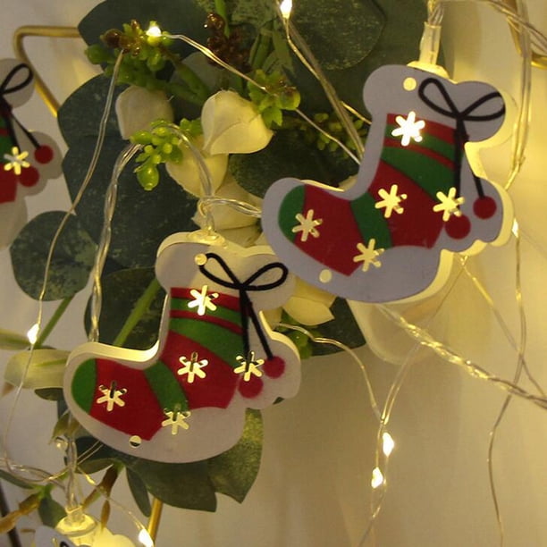 onlyliua Promoción de Temporada Cadena de Luces Navideñas Cadena de Luces Navideñas de Hierro Forjado Pintado con Muñeco de Nieve y Anciano