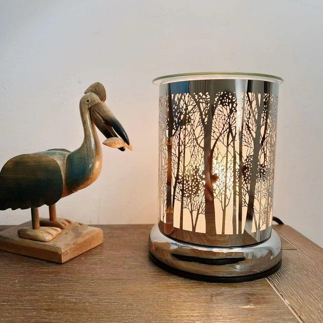 7" Touch lamp/Essential Oil Burner/Fragrance Wax Melts Warmer/Silver Tree Table Decor