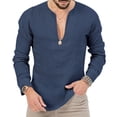 thumbnail image 2 of Tisuna Long Sleeve T-Shirts For Men Stretch V Neck Tops Men Solid Tshirts For Everyday Wear Size L, 2 of 5