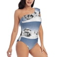 thumbnail image 3 of Pofeuu Snowman And Christmas Tree Print Women's One Piece Swimsuits One Shoulder Swimwear Asymmetric Ruffle Monokinis Bathing Suits-Small, 3 of 6