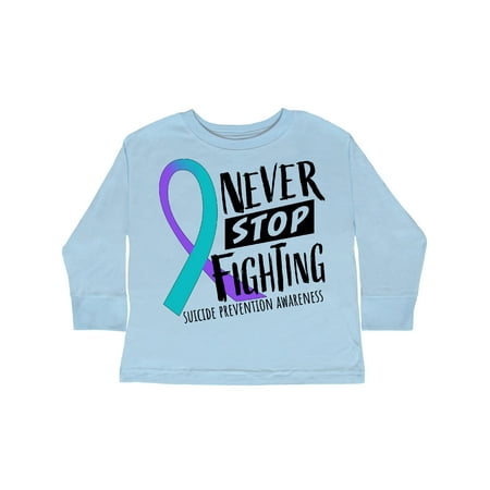 

Inktastic Never Stop Fighting Suicide Prevention Awareness Ribbon Gift Toddler Boy or Toddler Girl Long Sleeve T-Shirt