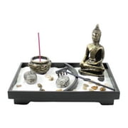 Tabletop Zen Garden Buddha Rock Rake Sand Candle Incense Burner Home Decor Gift ?