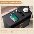 thumbnail image 3 of 31" Wide Fluted Nightstand with Charging Station Modern Wood Bedside Table with 2 Drawers and Open Shelf, Mid Century End Table for Bedroom, Black, 3 of 10
