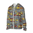 thumbnail image 2 of Pofeuu Funny Construction Print Sun Protection Outdoor Lightweight Full Zip UV Cooling Hoodie Long Sleeve Summer Clothing for Outdoor Hiking-Small, 2 of 5