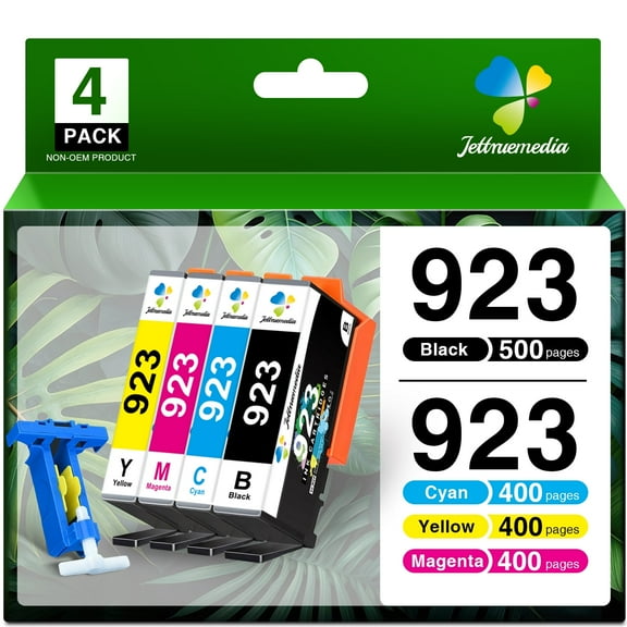 923 Ink Cartridges Without Chip Compatible for HP 923 Work with HP OfficeJet 8120 8122e 8123 OfficeJet Pro 8130 8135e 8138e 8139e Printer(Black/Cyan/Yellow/Magenta,4-Pack)