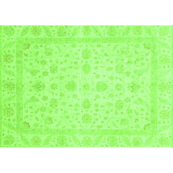 Ahgly Company Indoor Rectangle Oriental Green Traditional Area Rugs, 7' x 10'