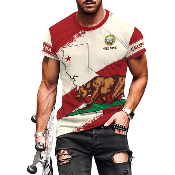 Personalized Name California Shirt 3D Custom California Shirts for Men and Women, California Flag Shirt (DefaultTitle, S)