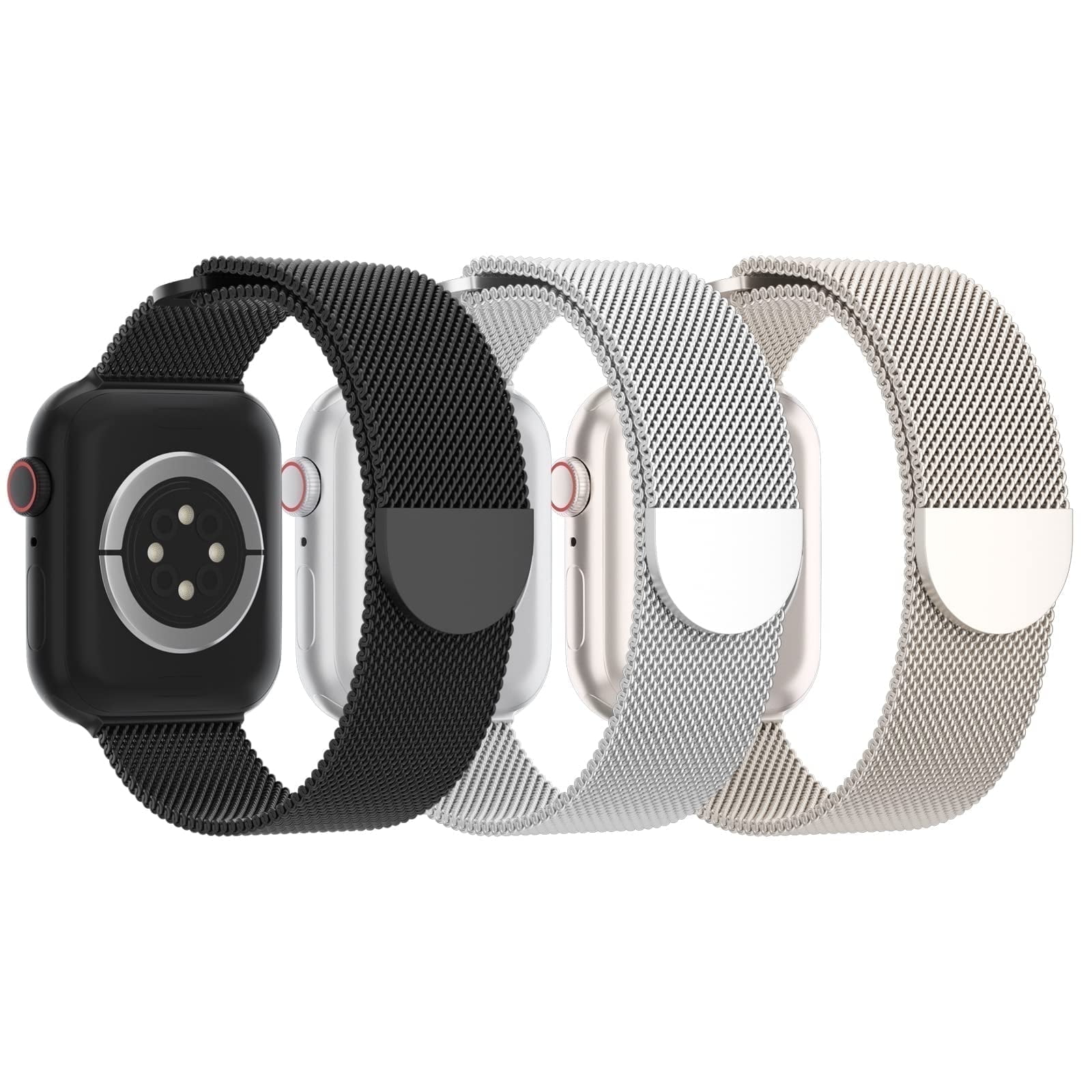3 Pack Compatible with Apple Watch Bands for Women Men 40mm 41mm 38mm 42mm 44mm 45mm 49mm 46mm Series 10 9 8 7 6 5 4 3 2 1 Ultra SE,Stainless Steel Metal Strap Magnetic Clasp for iWatch Bands