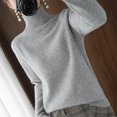 thumbnail image 4 of ATOYSOY Women's Solid Color Blouses Long Sleeve Pullovers Relaxed Workout Comfy Casual Knitted Trendy High Neck Sweatshirts Fall Loose Sweaters Tops Ribbed Gray S, 4 of 7