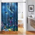 thumbnail image 4 of Cute Dolphin Shower Curtain, Blue Sea Underwater Cartoon Ocean Animals Tropical Fish Coral Reef Seaweed Bubble Coastal Beach Kids Bathroom Decor, Waterproof Fabric Shower Curtain, 72 X 72 Inch, 4 of 5