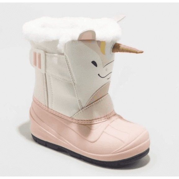 Huxley Unicorn Toddler Girls ThermoLite Pink & White Snow Boots 6