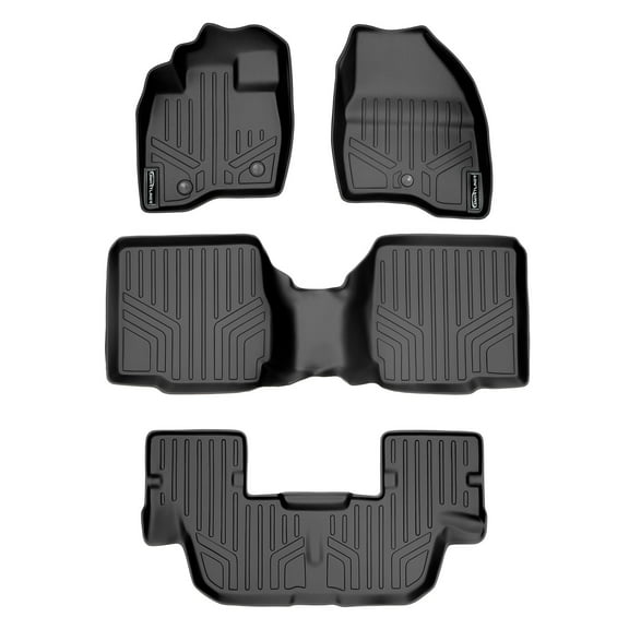 SMARTLINER 3 Rows Custom Fit Floor Liners Compatible with 2017 - 2019 Ford Explorer 7 Passenger (Gasoline | 2nd Row Bucket Seat with Center Console)