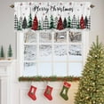 thumbnail image 4 of Merry Christmas Valances for Windows, 54 x 18in, Red Black Plaid Christmas Green Tree Snowflakes Rod Pocket Kitchen Valance Curtain Light Filtering Window Treatments for Living Room Bedroom, 1 Panel, 4 of 7