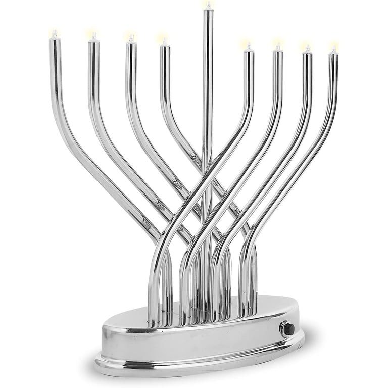 Chrome LED Electric Menorah with Battery Power photo 4
