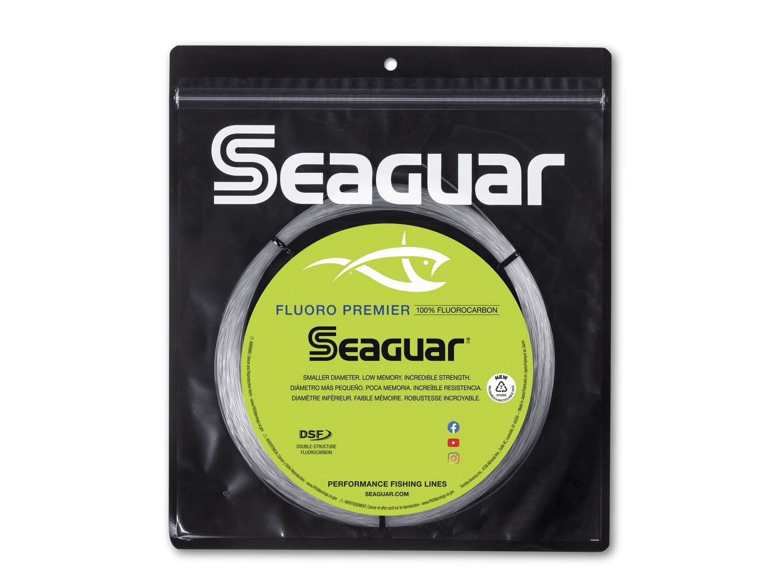 Seaguar Fluoro Premier 100% Fluorocarbon Fishing Line(DSF), 150lbs, 25yds Break Strength/Length - 150FPC25