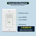 thumbnail image 4 of TOPGREENER Dual Load Motion Sensor Switch, PIR Sensor Light and Fan Switch, Occupancy & Vacancy Modes, No Neutral Wire Required, Ground Wire Required, 5A, 500W LED/CFL, Single Pole, TDOS5-JD, White, 4 of 4