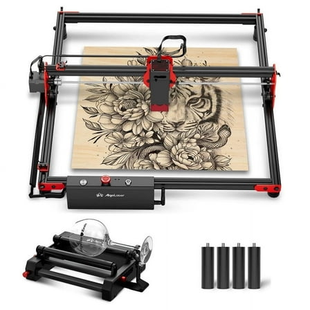Algola/ser DIY KIT 5W la/ser Engraver with RR2 Rotary, la/ser Cutter Engraving Machine for Acrylic and Metal, Support WiFi and Emergency Stop