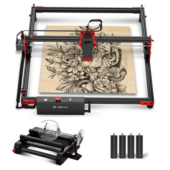 Algola/ser DIY KIT 5W la/ser Engraver with RR2 Rotary, la/ser Cutter Engraving Machine for Acrylic and Metal, Support WiFi and Emergency Stop