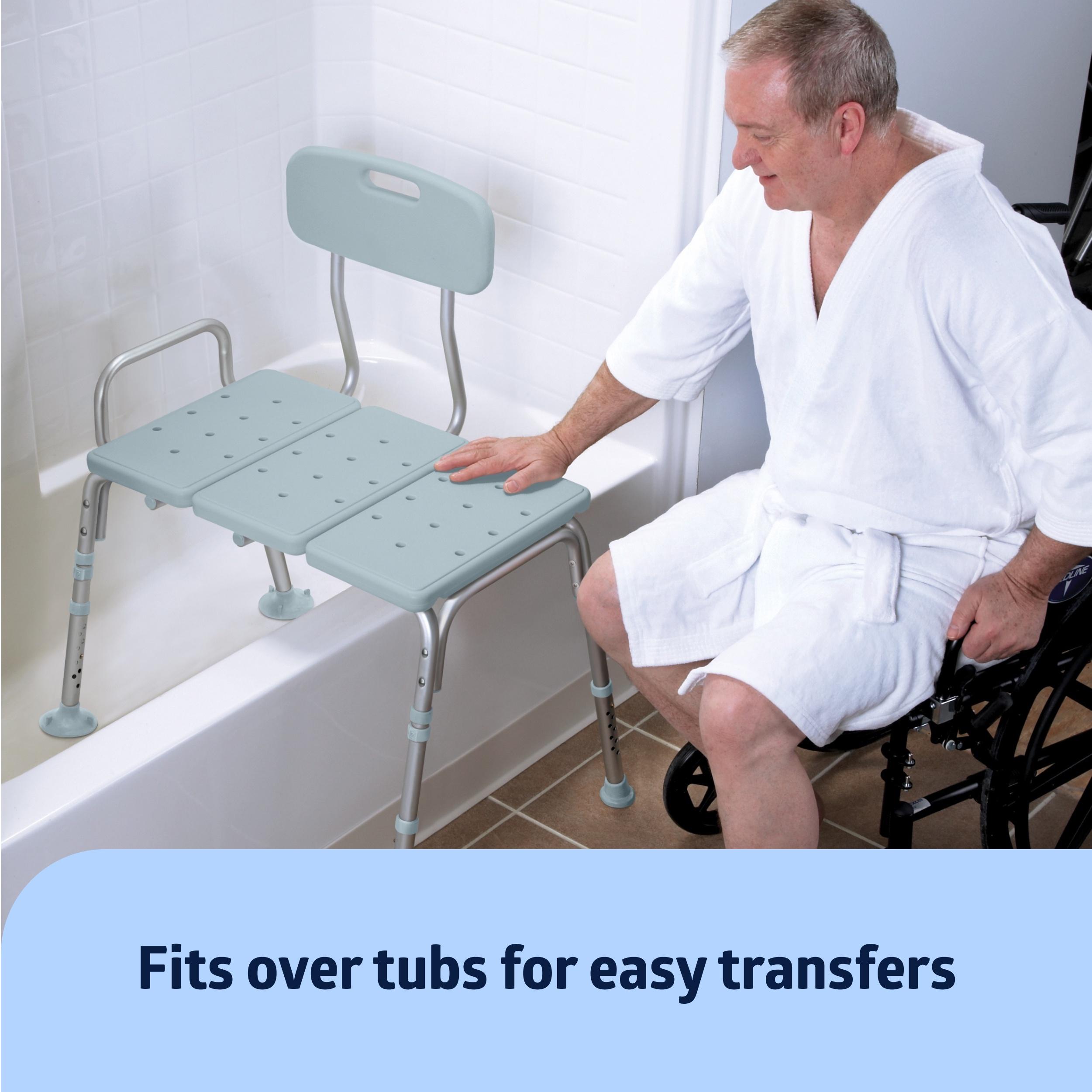 Medline Tub Transfer Bench and Shower Chair with Microban, 350lb Weight Capacity, Blue - image 5 of 6
