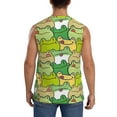 thumbnail image 4 of Lsque Cartoon Frog Print Men's Cotton Blend Sleeveless Muscle Shirts (S-3XL)- Moisture Wicking, Odor Protection, UPF 30+,Medium, 4 of 8