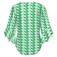 thumbnail image 6 of Sage Green And White Ripple Women's V-Neck Blouse With 3/4 Ruffled Bell Sleeves Casual Top Ladies Blouses, 6 of 7